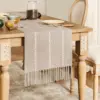 Rustic Linen Table Runner Farmhouse Style Table Runners Long Embroidered Table Runner with Hand-tassels for Party 1