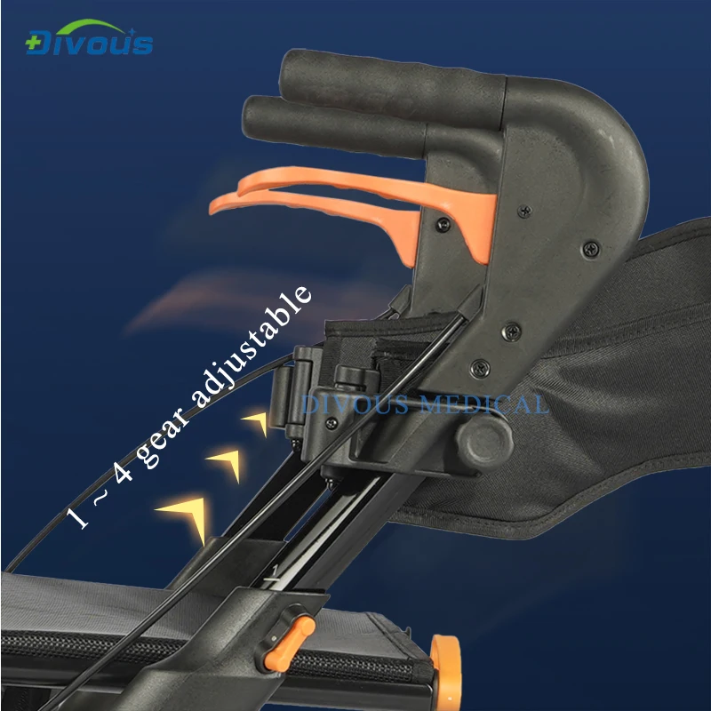 High Quality Disabled Hand Push Cart Mobility Travel Ultralight Wheelchair Four-wheels Walker Could Be Folded Carry by One Hand