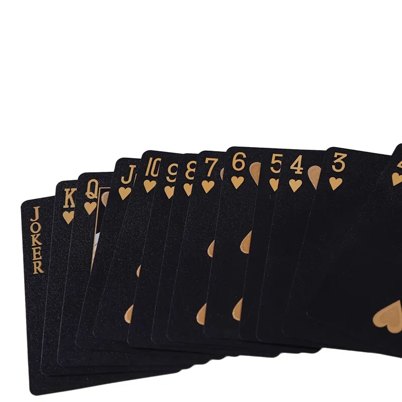 Farbe Schwarz Gold Spielkarten Kartenspiel Gruppe wasserdichte Poker Anzug Magie Dmagic Paket Brettspiel Geschenks ammlung