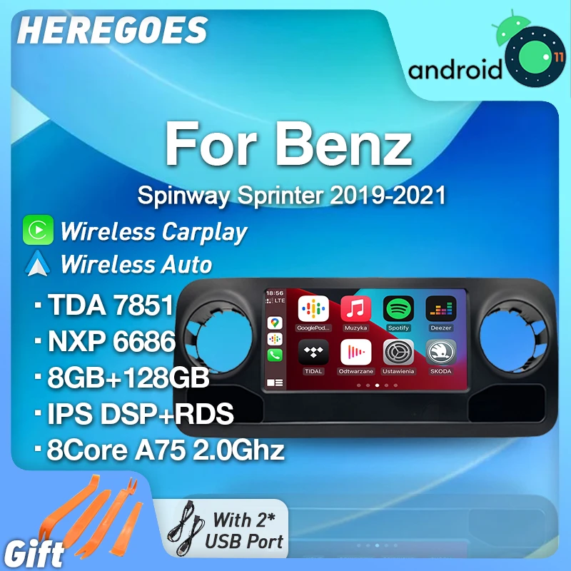 

Carplay 10,25 ”IPS DSP Android 11 автомобильный радиоприемник для Benz Spinway Sprinter W906 2019 2020 2021 навигация мультимедийный плеер 8 ГБ + 128 ГБ