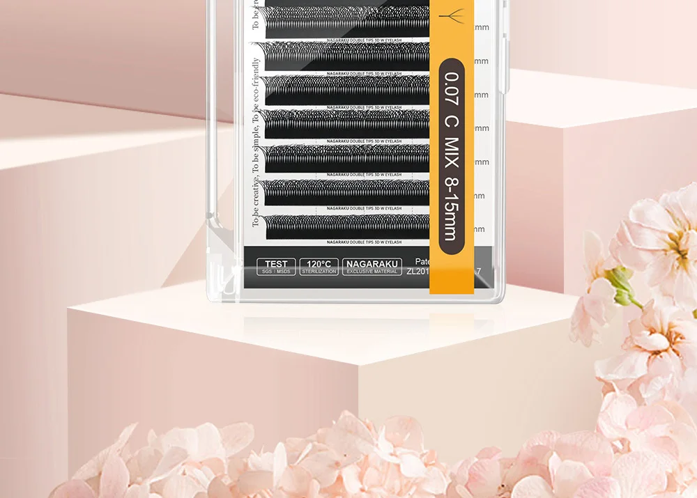 NAGARAKU 3D WW Automatische Blüte Doppelspitzen 3DW Form Vorgefertigte Fächer Wimpernverlängerungen Einzelne Wimpern Volldicht – Detail 6