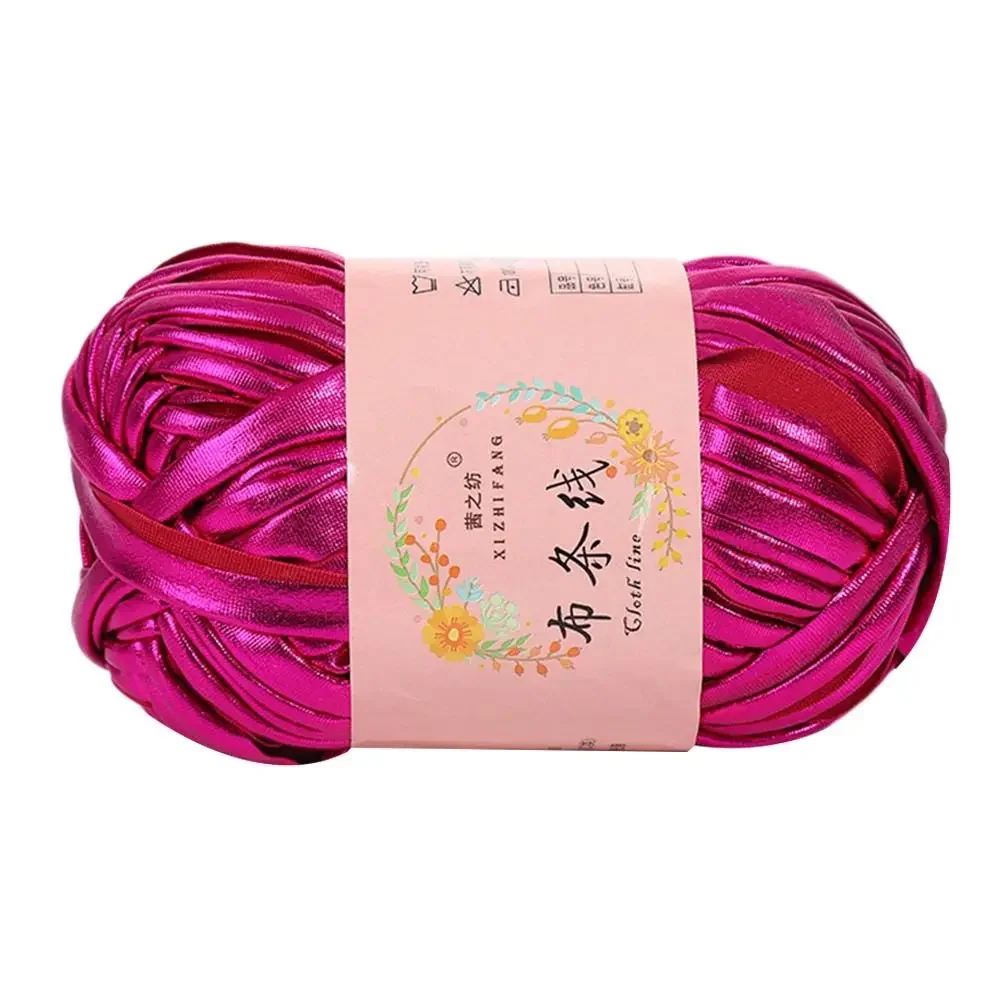 Imitation Leather Crochet Yarn Magic Color DIY Hand Knitting Shiny Yarn Ball