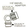 90 110 degrees 2nd stage hose swivel adaptor 9/16-18 UNF-2B to 9/16-18 UNF-2A LP 4