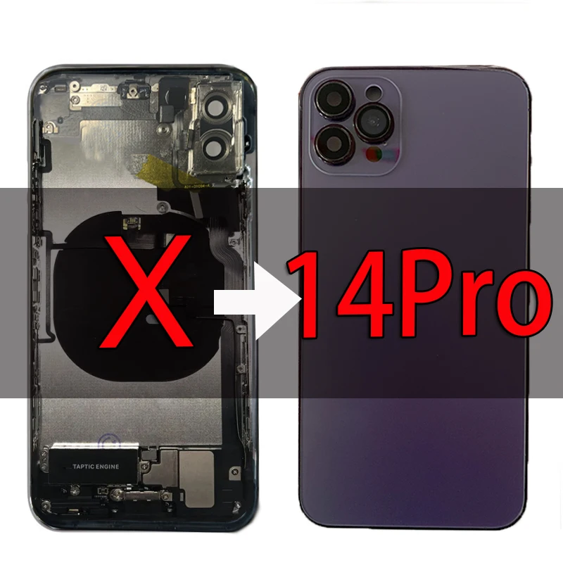 

Full Assemble for iPhone X to 14pro Diy housing iPhone X Modified to 14pro, iPhone X Like 14pro Backshell Replacement kits