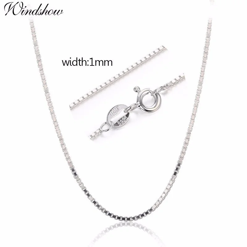 Silver Necklace 35-80cm 1mm Thin Real Pure Solid 925 Sterling For Women Men Kids Girls Jewelry