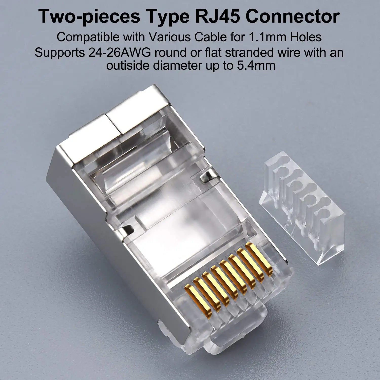 분리형 STP 금속 차폐 모듈러 크리스탈 터미널, 투피스 Cat6 Rj45 커넥터, Cat 6 네트워크 커넥터, Rj45 Cat5e 플러그