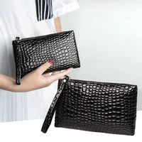 New retro classic stone pattern leather black fashion clutch coin purse mobile phone bag female storage wrist bag - Image 5