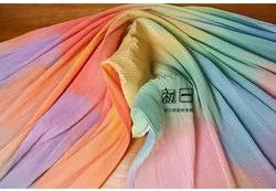 Colorful Rainbow Gradient Pleated Ruffled Fabric for Costumes and Decorations (WHITE)