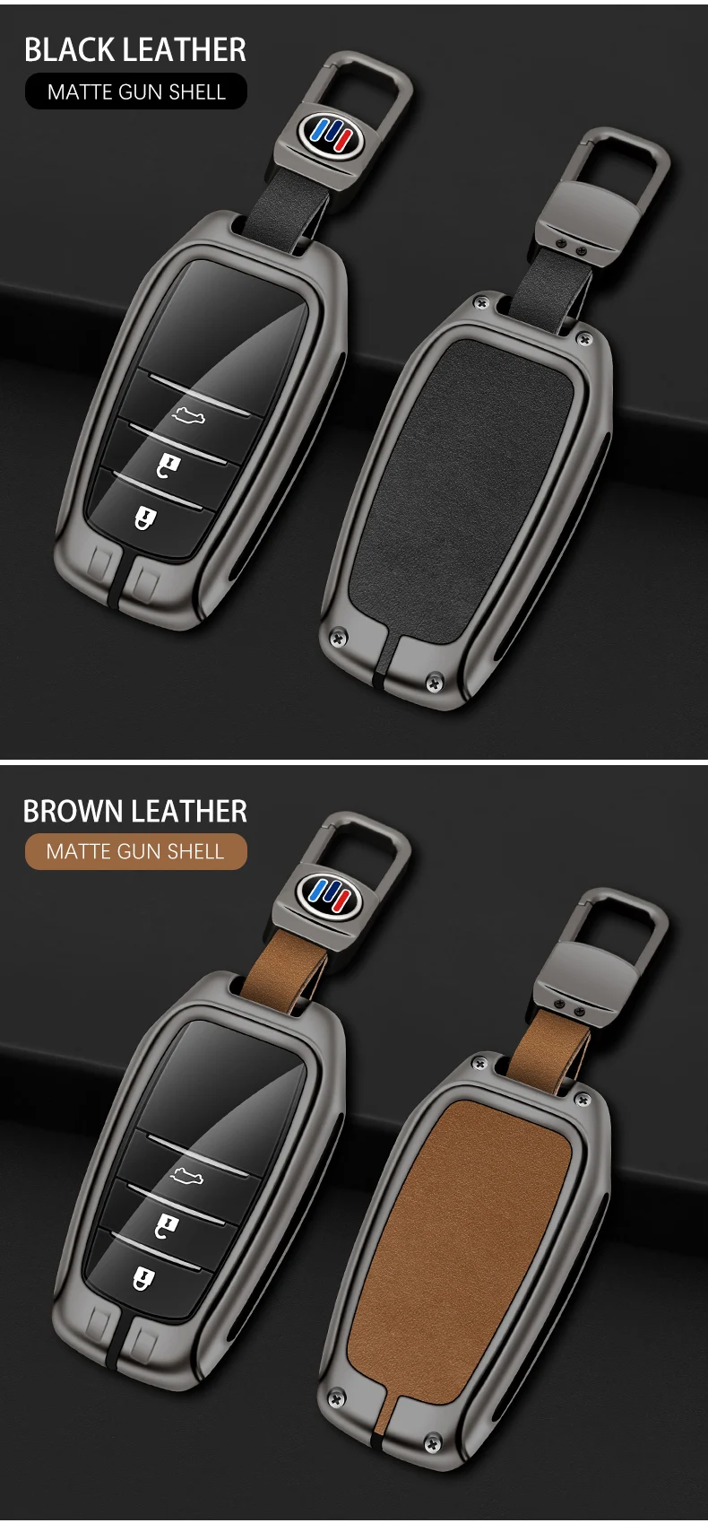 Custodia per chiave auto in pelle metallica Shell per Toyota Hilux Fortuner Land Cruiser 200 Camry Sienna RAV4 Previa Highlander Protector - Sd1fcf27233904a4eb36826eb6e606438Z