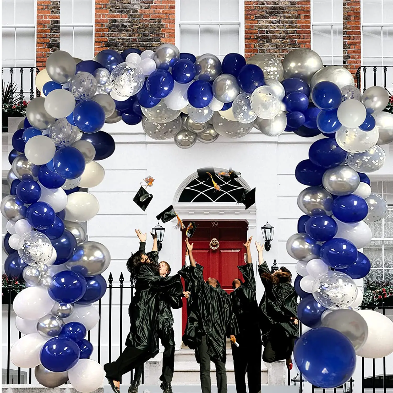 

124pcs Navy Blue Garland Arch Balloons Set Birthday Preschool Graduation Party Decoration Arrangement Welcome Home Balloon Props