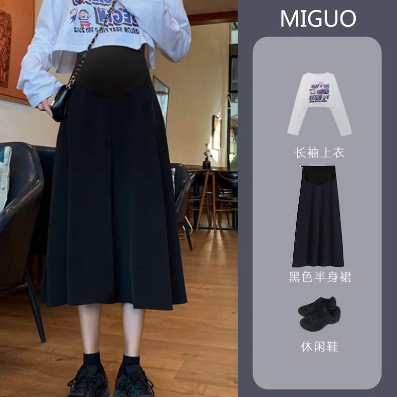 8763# Spring Summer Thin Maternity Skirts Elastic Waist Belly A Line Clothes for Pregnant Women Casual Pregnancy Hot
