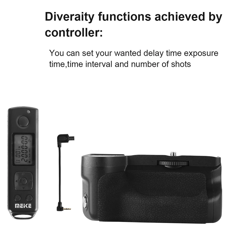 Meike MK-A6600 PRO Vertical Shooting Battery Grip for Sony A6600 Camera Built-in 2.4G LCD Timer Remote Control