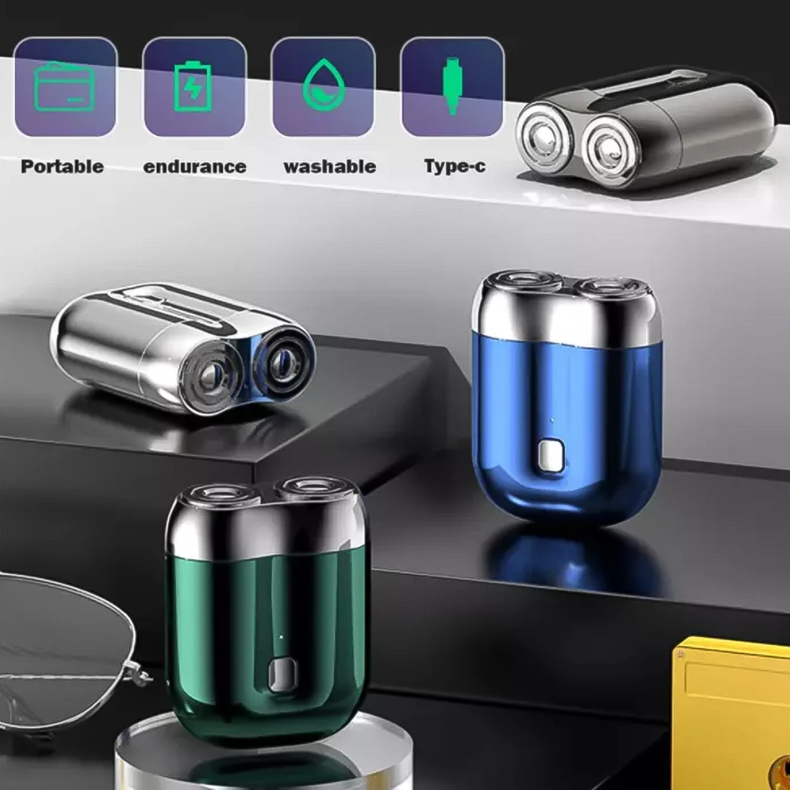Maquinilla de afeitar eléctrica inalámbrica, maquinillas de afeitar eléctricas compactas recargables, barbas faciales para adolescentes y niños