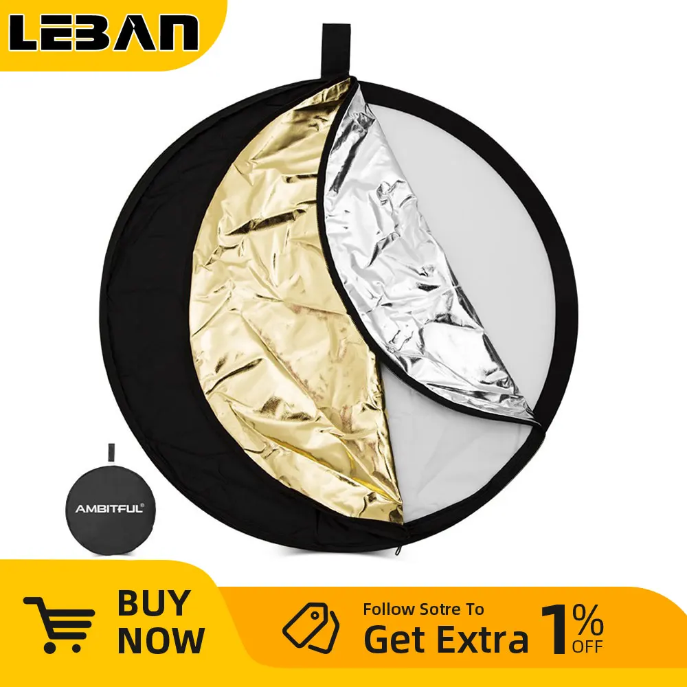5in1 60CM 80CM 110CM 80x120CM Silver White Gold Portable Collapsible Light Round Photography Reflector Studio photography reflector