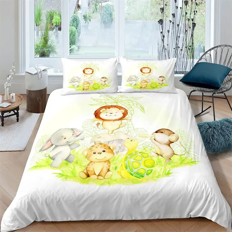 Kids Monkey Duvet Cover Cute Cartoon Animal Bedding Set Lovely