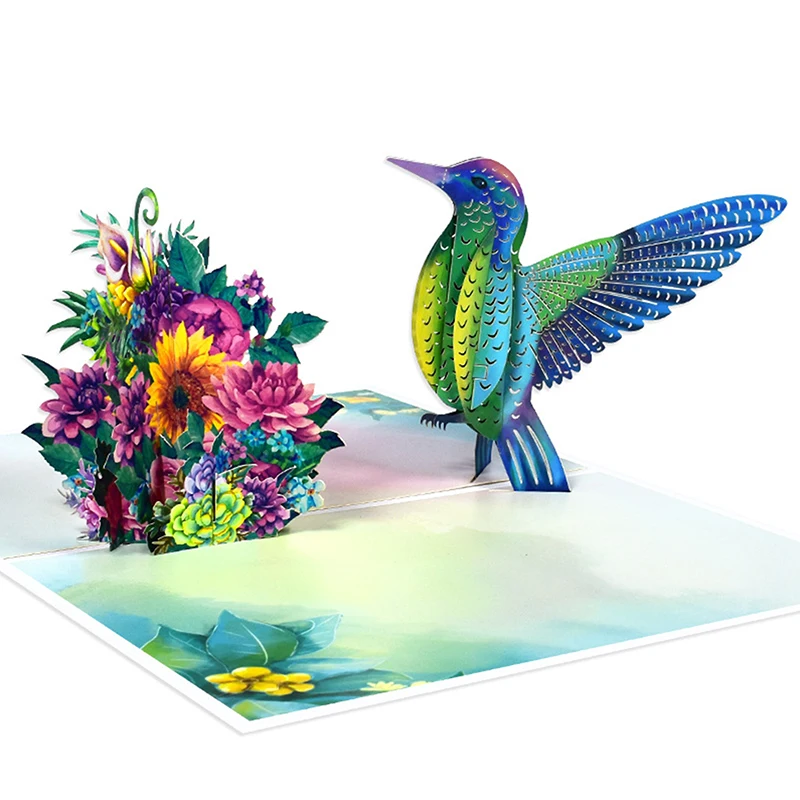 3D Hummingbird Pop Up Greeting Card For Mother's Day Valentine's Day Birthday Thank You Anniversary Festival Gift