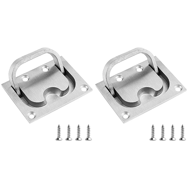 

2X Stainless Steel Hatch Latch Solid Boat Hatch Handles For Boat Deck Hatch Handles Ring Pulls Recessed Cover Handles