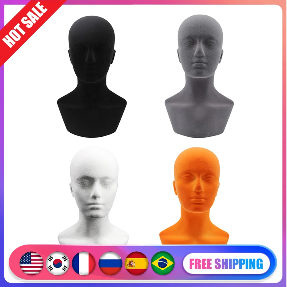 1 PC Male Styrofoam Foam Mannequin Manikin Head Model Hat Glasses Display Foam Mannequin Head Model Hat Wig Display Stand Rack foam mannequin head