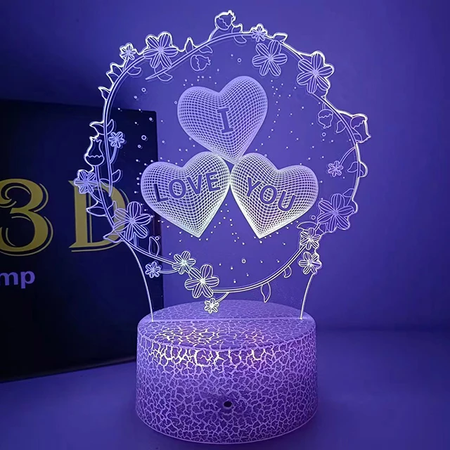 Romantic Night light Hearts USB Led 3 Heart-Shaped 7