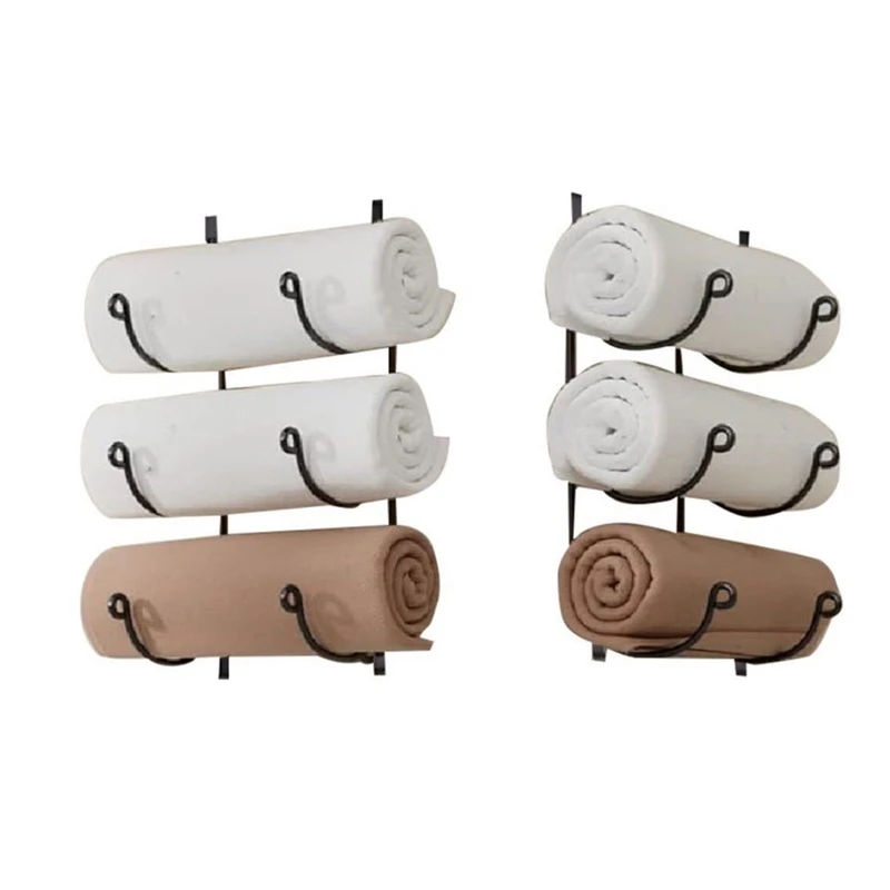 GTBL Iron Art Bathroom Wall Towel Rack Multifunctional Multilayer Wrought Iron Hanger Wall-Hung Wine Rack