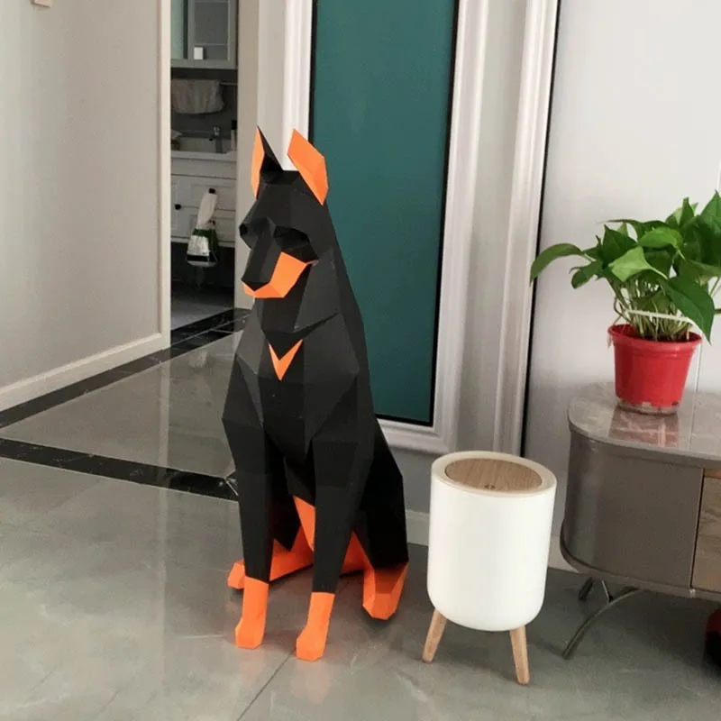 100cm Doberman dog 3D Animal Sculpture Doberman Papercraft bedroom Living Room handmade DIY Geometric origami model 3d paper model