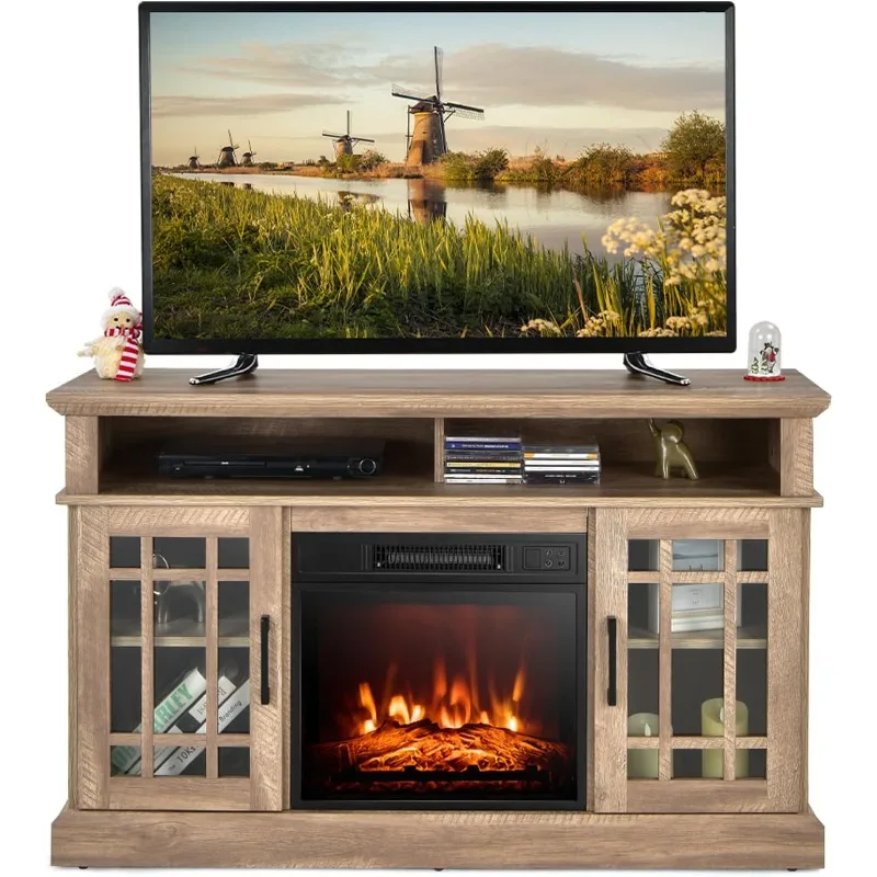 

Electric Fireplace TV Stand for TVs Up to 55Inches,18-Inch Fireplace Insert with Remote,Overheat Protection,48-Inch Wooden Media