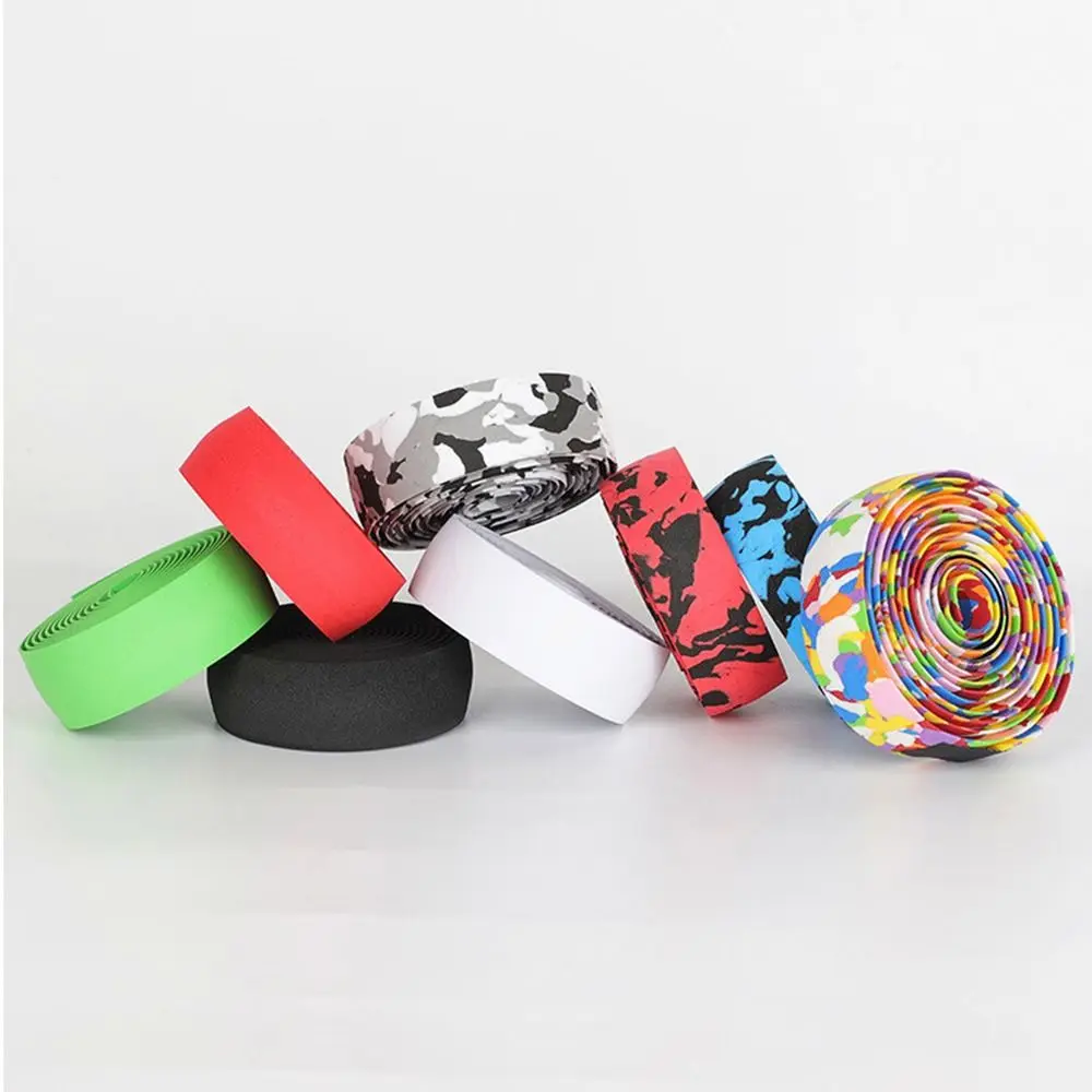 2pcs High Elastic EVA Bicycle Handlebar Tape Anti-Slip Damping Cycling Road Bike Handle Belt Wraps with Bar End Plugs