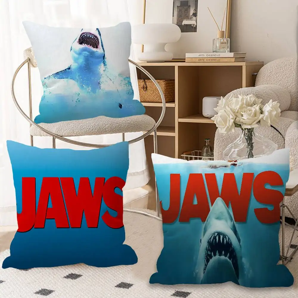 클래식 J-Jaws 스릴러 영화 쿠션 커버 베개 커버 장식 베개 커버 소파용 인..