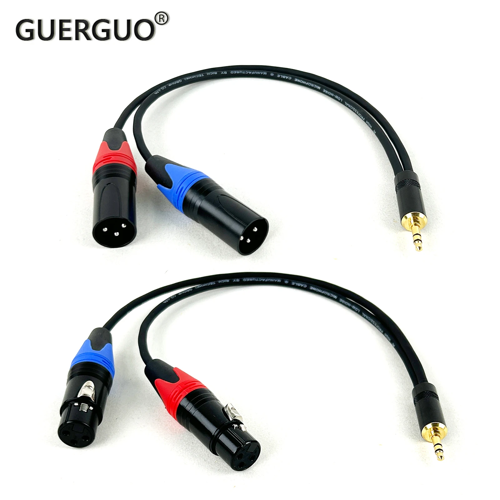 GuerGuo 3.5mm 1/8'' TRS Jack to 2 XLR 3Pin Cable Adapter