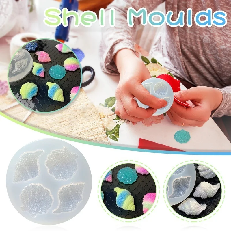 New Multi-faceted Shell Conch Mirror Epoxy Silicone Abrasive Simulation Shell Crafts Decoration Mold Chocolate Cake Baking Tool