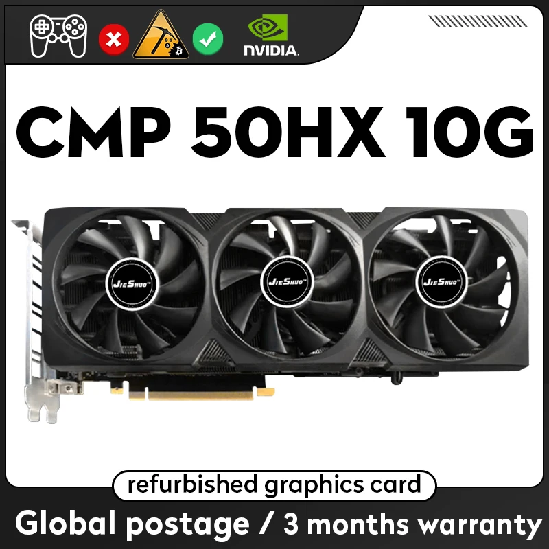 Графическая карта JIESHUO NVIDIA CMP 50HX 10 Гб GDDR6, бывшая в употреблении графическая карта 50HX 10G Spot ETH и т. Д. RVN Графическая карта, графический процессор для майнинга