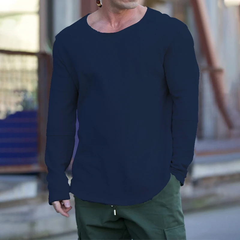 Spring and Autumn 2023 New Men's Long sleeved Round Neck Battle Damaged Casual Loose Multi color Sweater Men's Fashion Clothing