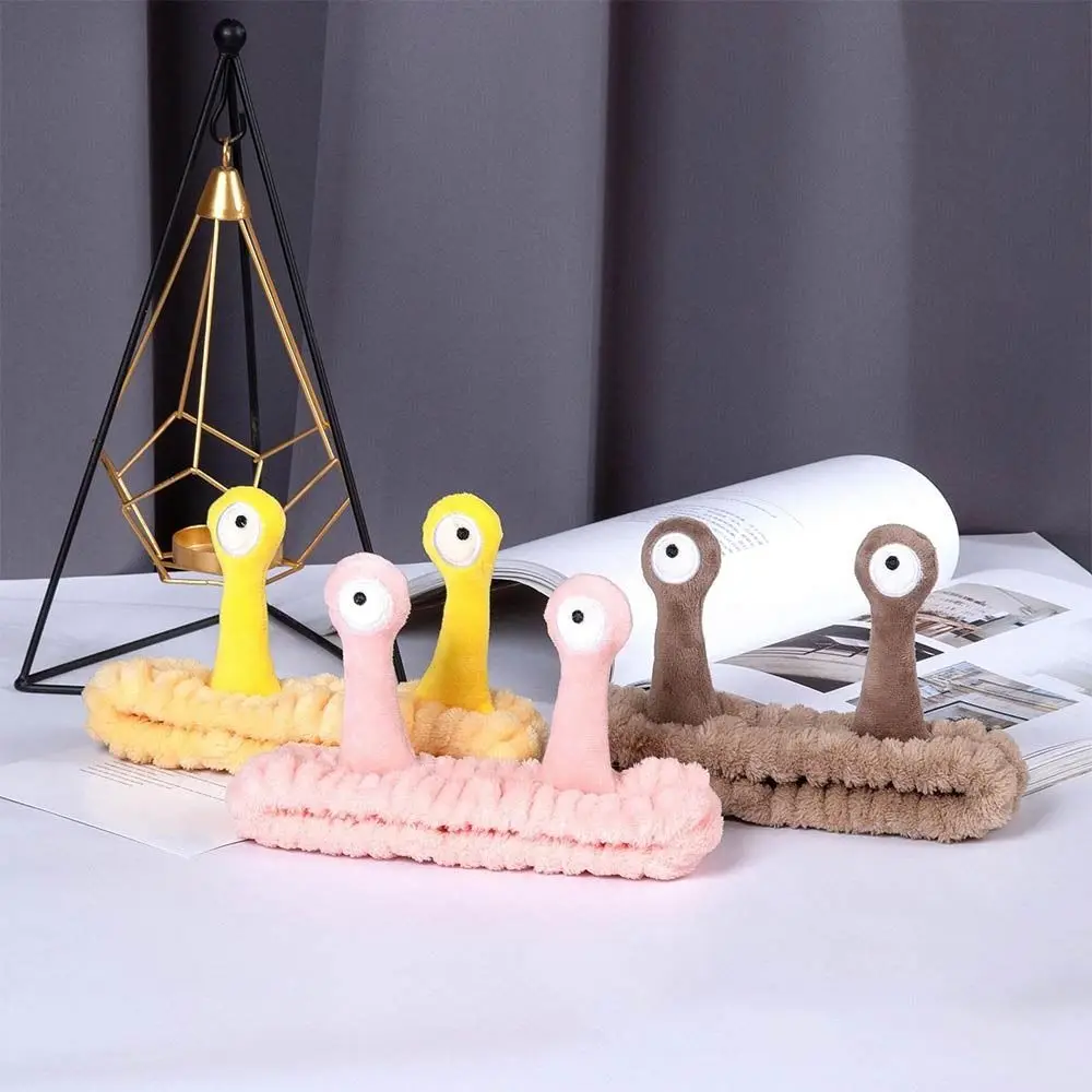 Nette Korallen Fleece Cartoon Schnecke Stirnband Elastische Hautpflege Gesicht Waschen Haarband Make-up Haar Zubehör Frauen Mädchen – Detail 5