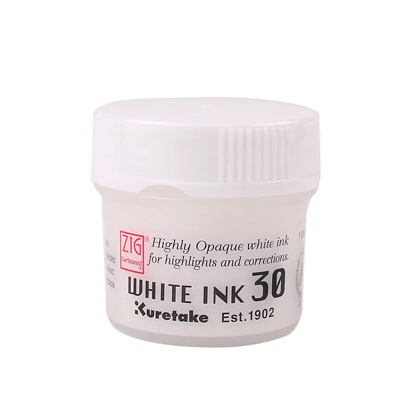 Japan Kuretake White High-gloss Watercolor Ink 30ML Opaque Waterproof Hand-painted Comic Special Pigment Art Painting Supplies watercolor pigment