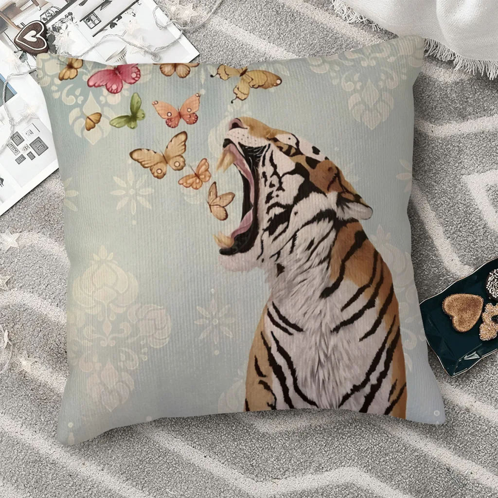 

Beautiful Throw Pillow Case Tiger Head Backpack Cushions Covers DIY Printed Reusable Sofa Decor