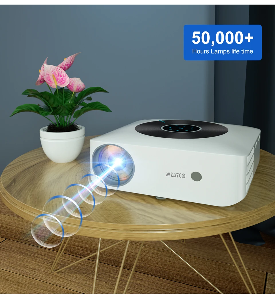 Portable Projector WZATCO H1 Full HD 1920*1080P Portable LED Projector Beamer Movie 4D Keystone Correction Home theater LCD Video Projector
