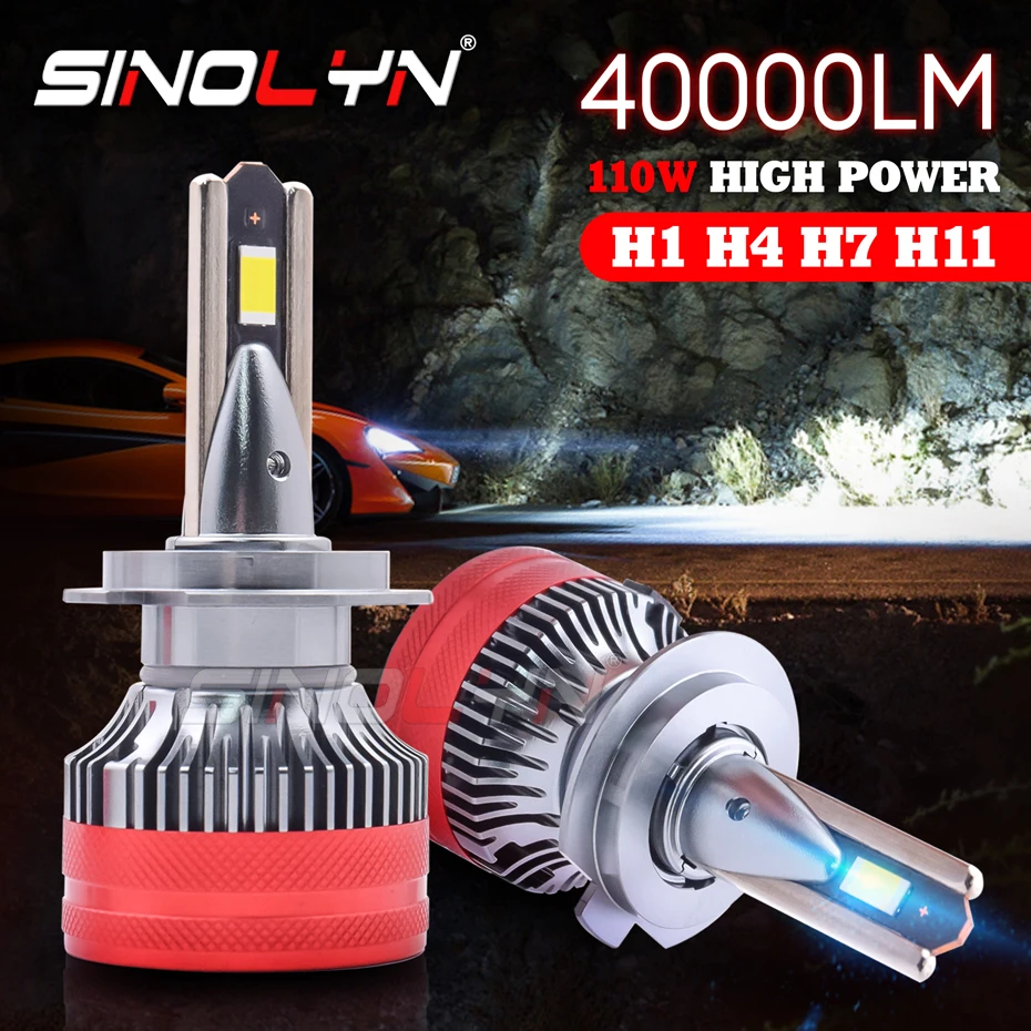 Sinolyn High Power H1 H7 H4 H11 LED Lamps For Projector Lens Fog Lights LED Headlight Bulbs 6000K Auto Car Motorcycle Headlamp