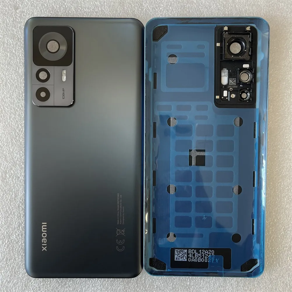 Original For Xiaomi Mi 12T Pro Tempered Glass Back Cover Spare Parts For Mi12T Back Battery Cover Door Housing + Camera Frame