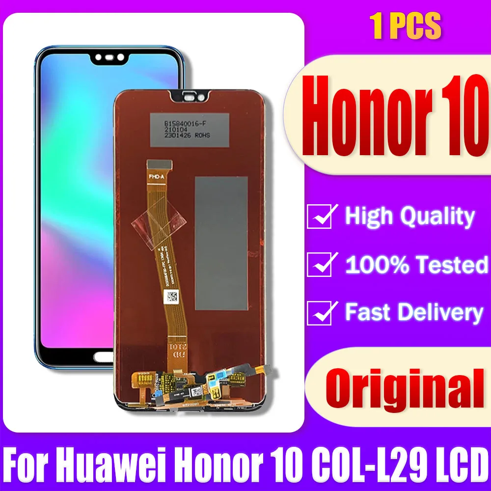 Schermo LCD Per Huawei Honor 10 (COL-AL10/L29/L19) Con Touchscreen E Kit Attrezzi - Nero - 3