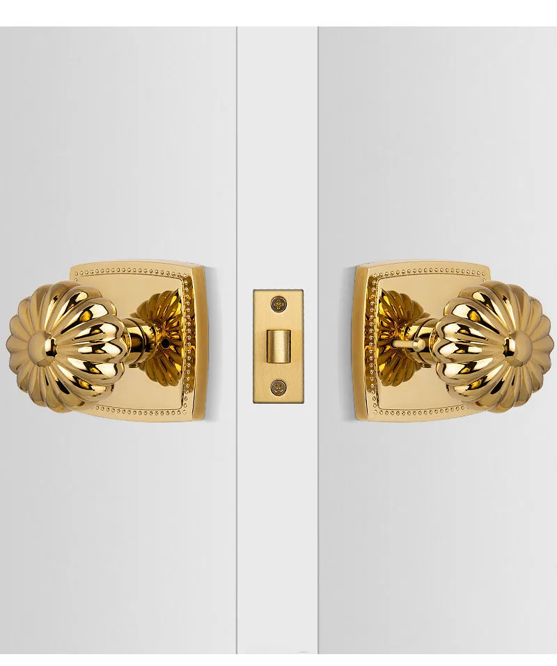 Description Picture 4 of itemLight Luxury Gold Bathroom Door Lock Pumpkin Ball Handle Keyless Lockset Indoor Door Handle Silent Security Locks Home Hardware