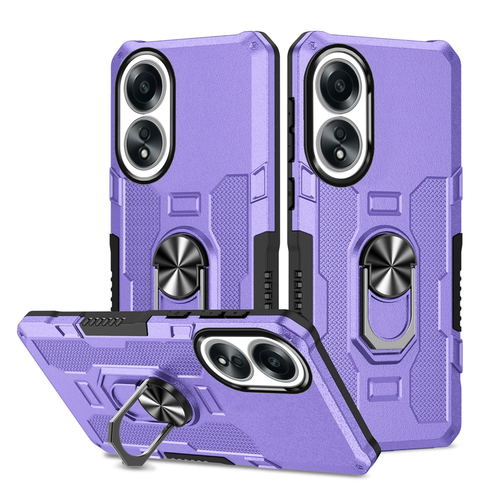 Shockproof Armor Phone Case with Silicone and Metal Ring Stand