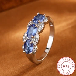 Elegant Blue CZ Ring | Premium 925 Sterling Silver | High - Quality Fashion Jewelry Gift - 8