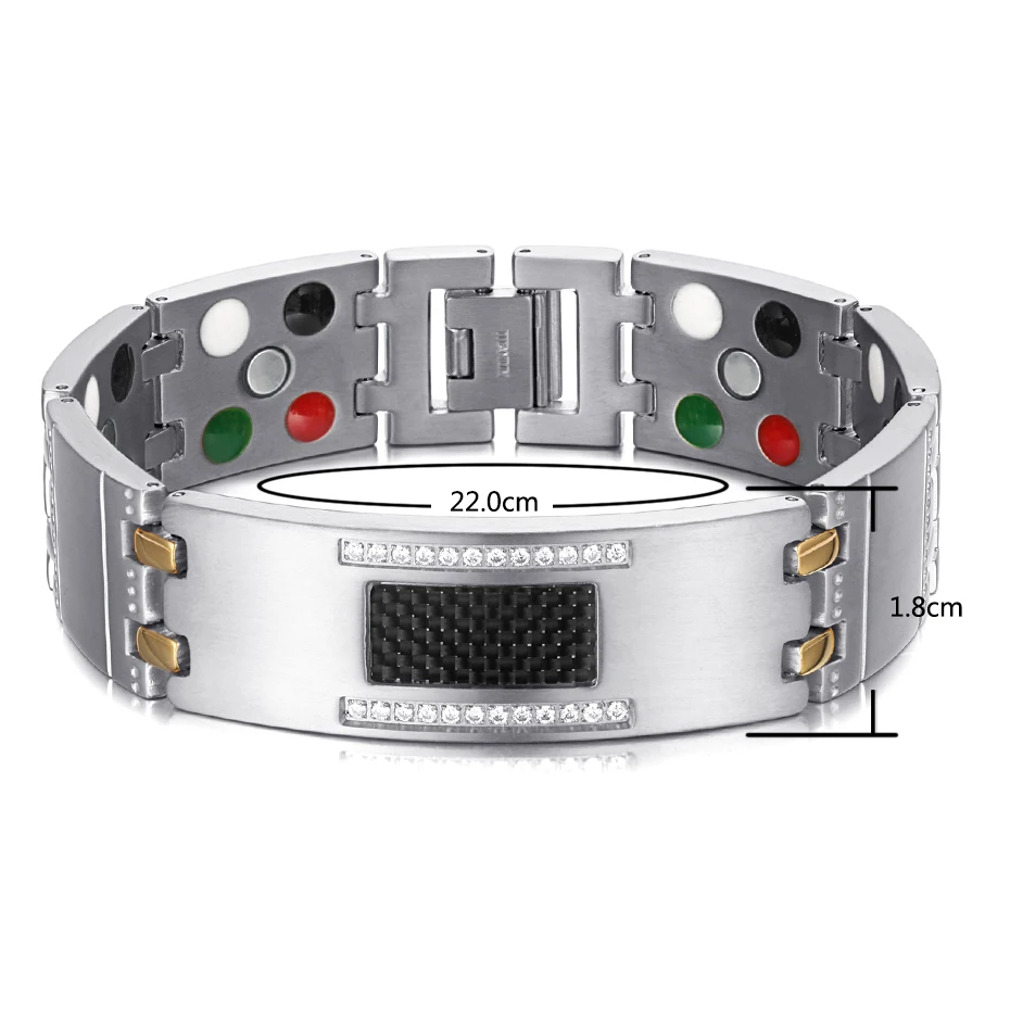 WelMag Fashion Exquisite Crystal Magnetic Titanium Bracelets Bangles for Men Germanium Tourmaline Male Health Jewelry Wristband magnetic bracelet