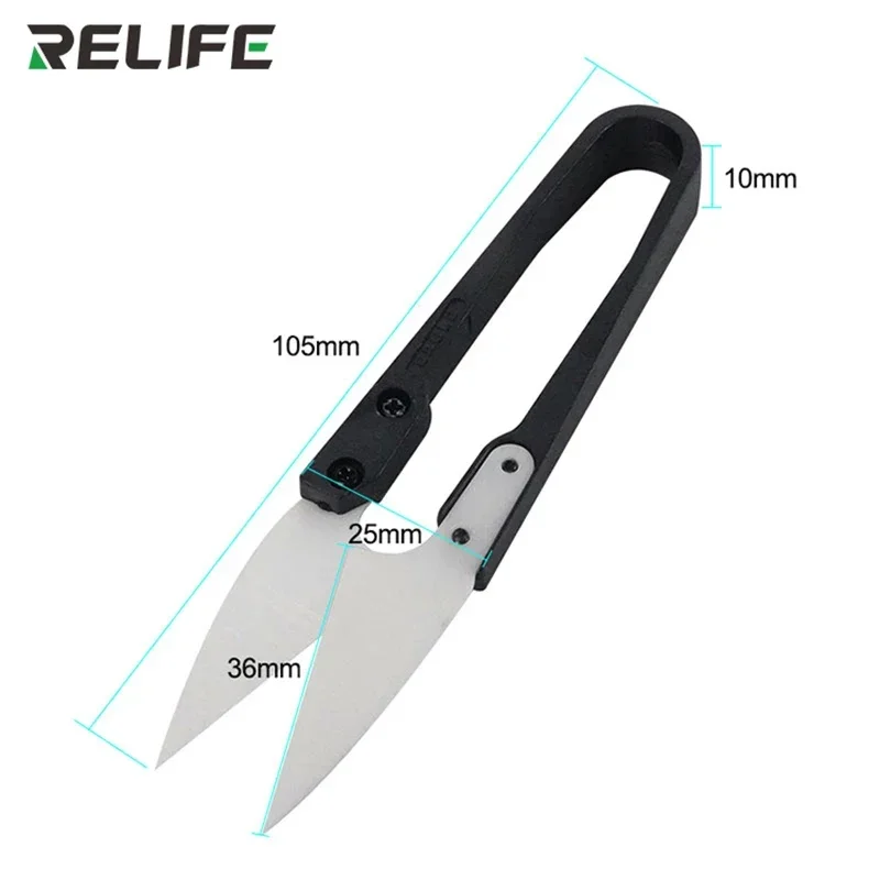 

RELIFE RL-102 Insulated Ceramic U-shaped Scissors for Mobile Phone Battery Repair Tools Anti-static Insulation Safety Scissors