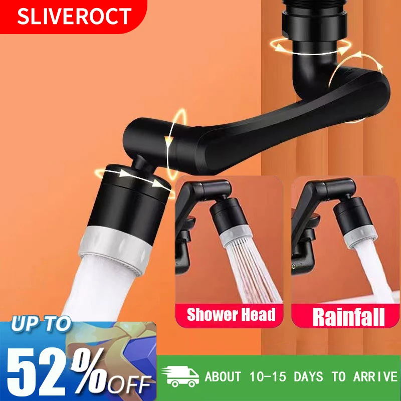 BlackRotary1080FaucetNozzleforTapKitchenExtenderWashbasin