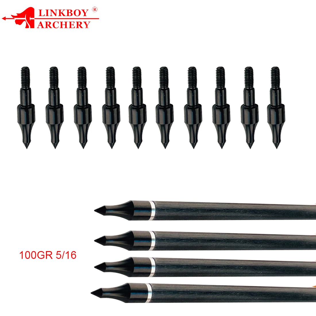 

24pcs Linkboy Archery 5/16 ID6.2mm OD7.9MM Arrow Points Tips Target 90/100GR O Rubber Ring Compound Bow Longbow Hunting