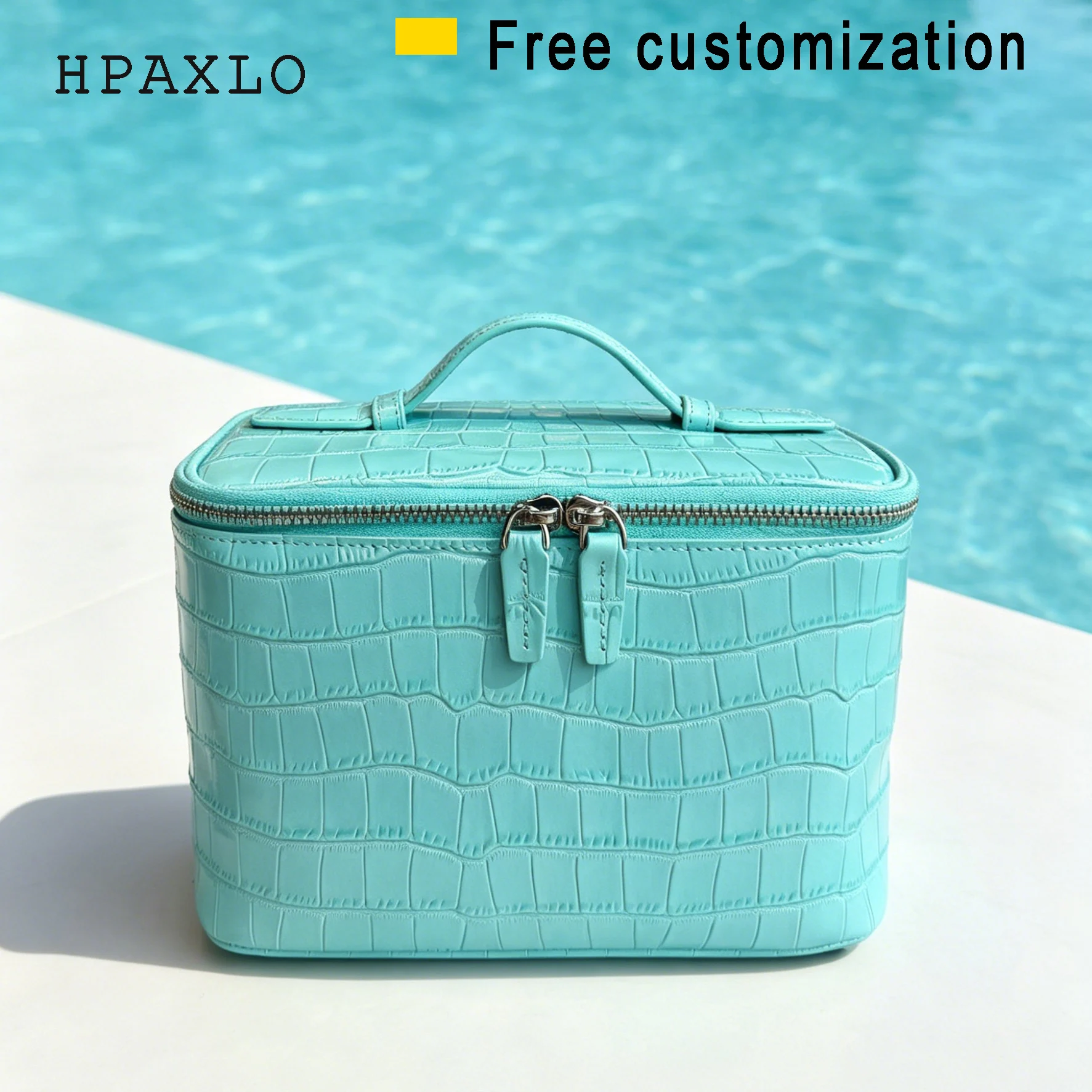 Crocodile Pattern Genuine Leather Cosmetic Bag Luxury New Large Capacity Cowhide Portable Travel Toiletry Storage Cosmetic Bag 1