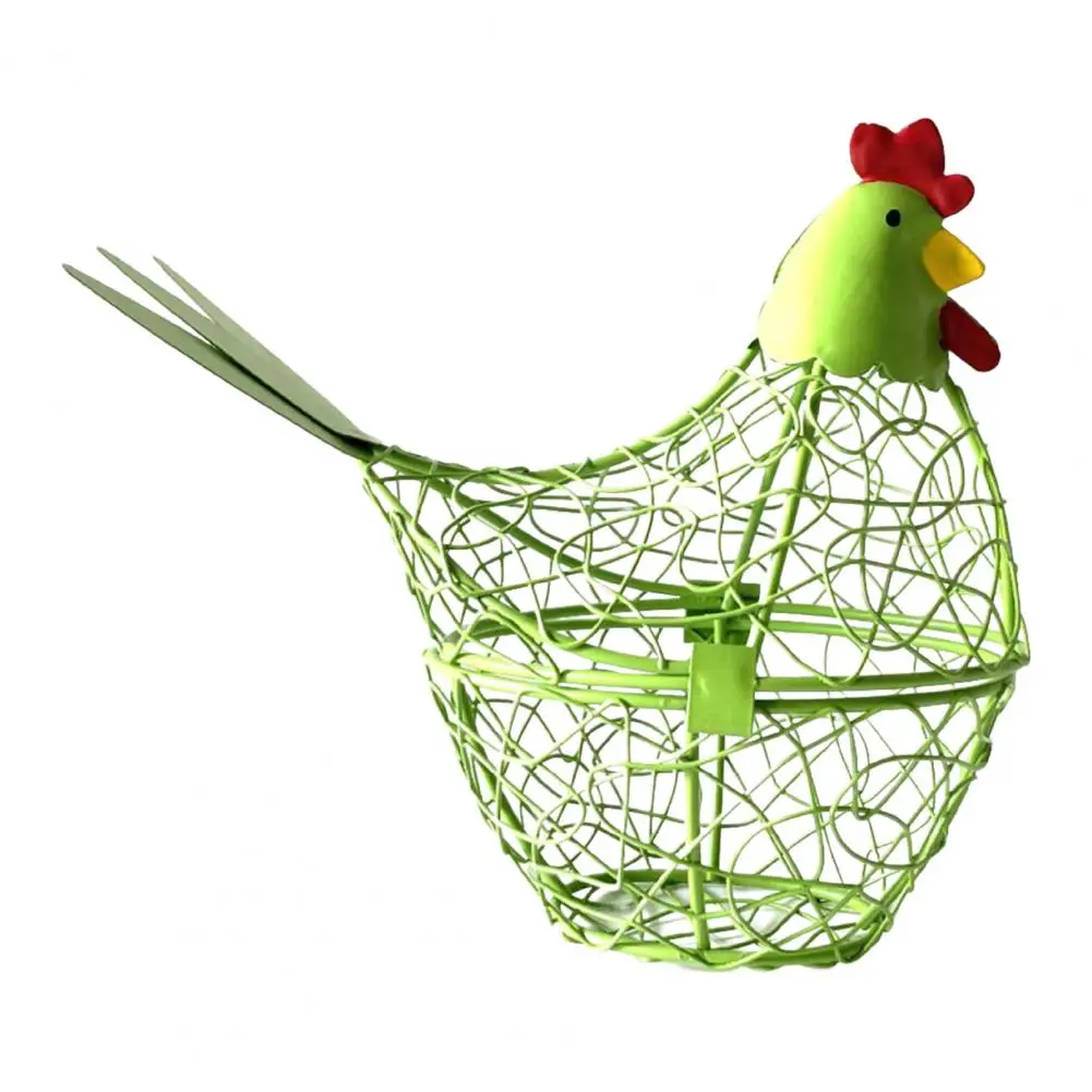 Egg Basket Iron Wire Chicken Shaped Egg Holder Easter Eggs Storage Basket for Kitchen Home Decorations