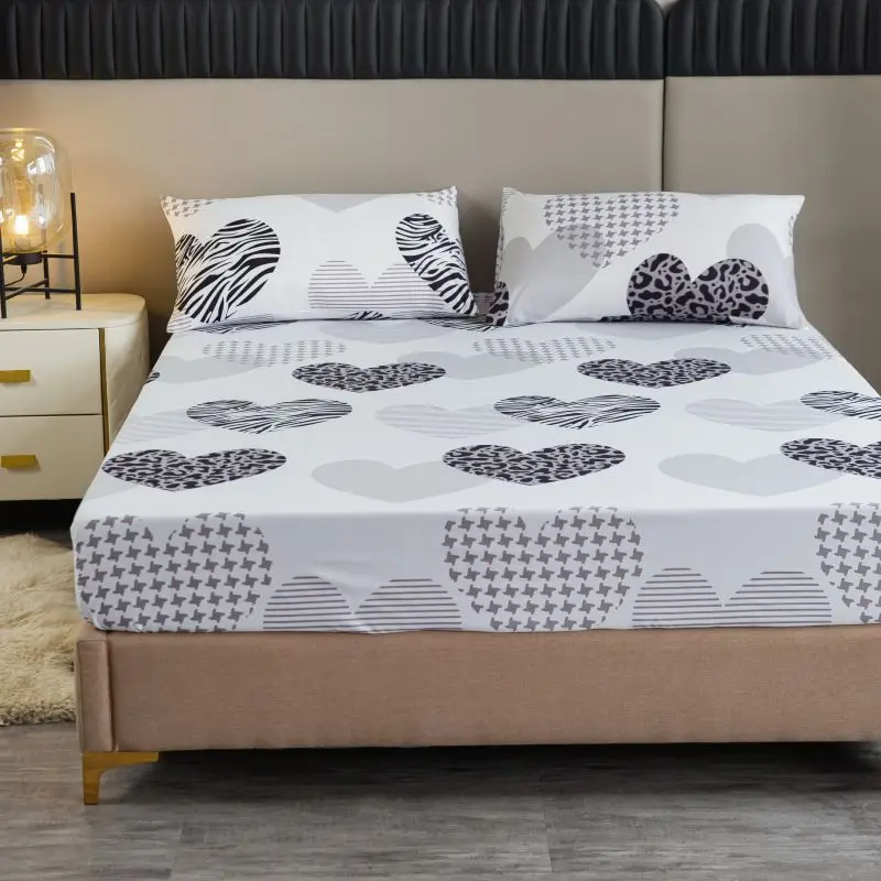 Description Picture 3 of itemLove Print Fitted Sheet Set Comfortable Bedding for Bedroom Guest Room Hotel with Deep Pocket Mattress Cover with Elastic Band