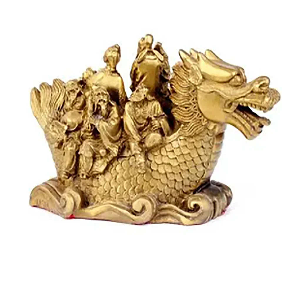 

copper statue of Feng Shui decoration craft ornaments The Eight Immortals Crossing the Sea dragon boat Home Furnishing decoratio